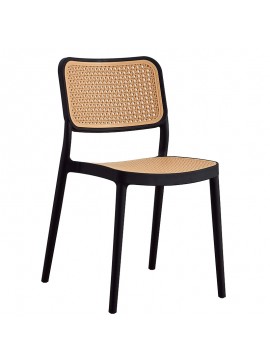 Καρέκλα Poetica pakoworld με UV protection PP μπεζ-μαύρο 42x52x81εκ. 262-000008