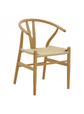 Καρέκλα Wishbone pakoworld rubberwood φυσικό-έδρα φυσικό σχοινί 53x55x76εκ 263-000002