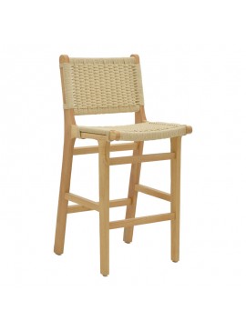 Σκαμπό μπαρ Julien pakoworld rubberwood φυσικό-έδρα φυσικό σχοινί 45x46x95εκ 263-000008