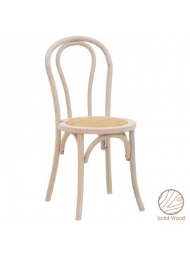 Καρέκλα στοιβαζόμενη Βιέννης Azhel pakoworld white wash ξύλο οξιάς-έδρα φυσικό rattan 41x50x89εκ 263-000018