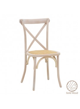 Καρέκλα Dylon pakoworld στοιβαζόμενη white wash ξύλο οξιάς-έδρα φυσικό rattan 48x52x89εκ 263-000021