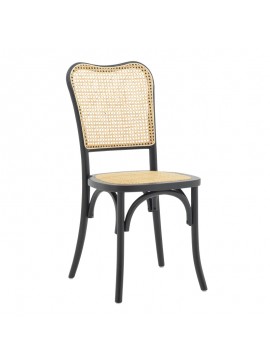 Καρέκλα στοιβαζόμενη Zozele pakoworld φυσικό rattan pe-μαύρο toon wood 45x51x88εκ