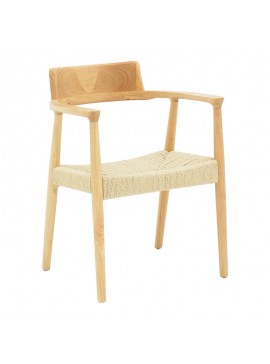 Πολυθρόνα Jojene pakoworld rubberwood και σχοινί σε φυσική απόχρωση 58x54x79εκ