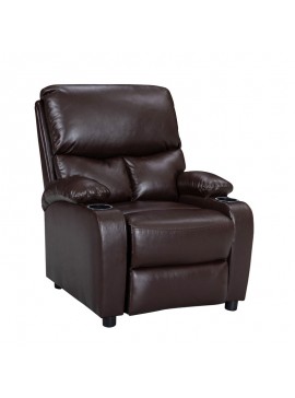 Πολυθρόνα relax με ποτηροθήκη Gartia pakoworld  καφέ PU 79x94x102εκ 269-000002