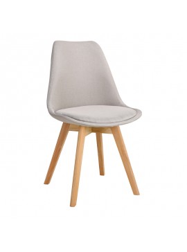 Καρέκλα Gaston pakoworld μπεζ ύφασμα και ξύλινο πόδι σε φυσική απόχρωση 48x55x83εκ