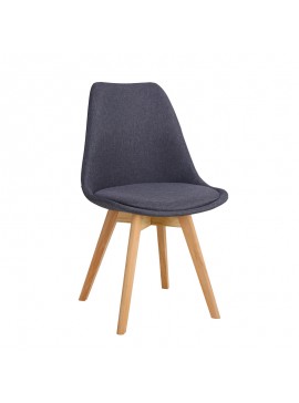 Καρέκλα Gaston pakoworld γκρι σκούρο ύφασμα και ξύλινο πόδι σε φυσική απόχρωση 48x55x83εκ