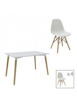 Τραπεζαρία Natali-Julita σετ 5τεμ pakoworld MDF και pp σε λευκή-φυσική απόχρωση 120x80x76εκ