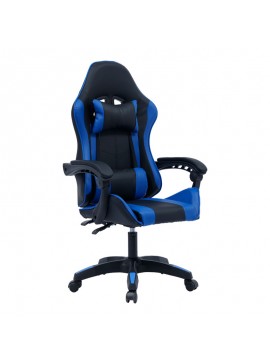 Καρέκλα γραφείου gaming William pakoworld PU μαύρο-μπλε 275-000014