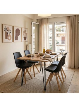 Τραπέζι Fxzo Intrahome επιφάνεια MDF sonoma-πόδι μαύρο μέταλλο 140x80x76εκ INTRAPA-389111122