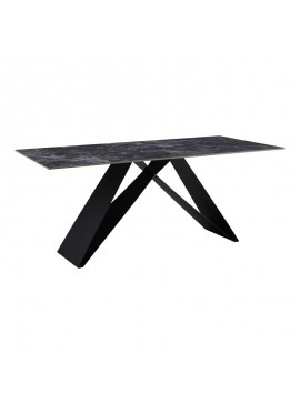 Intrahome Τραπέζι Meja Intrahome Sintered stone μαύρο με μεταλλικά πόδια σε μαύρη απόχρωση 180x90x76εκ | SKU: INTRAPA-389111131