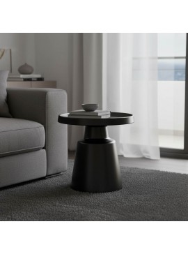 Βοηθητικό τραπέζι Ginoze pakoworld μέταλλο σε μαύρη απόχρωση Φ50x50.5εκ