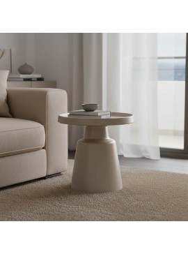 Βοηθητικό τραπέζι Ginoze pakoworld μέταλλο σε cappuccino απόχρωση Φ50x50.5εκ