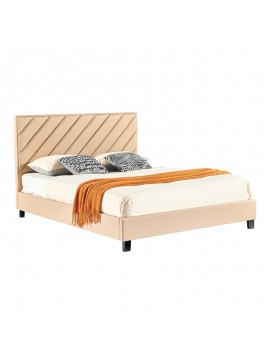 Κρεβάτι διπλό Franky pakoworld pu μπεζ 160x200εκ