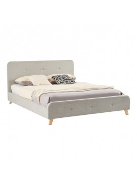 Κρεβάτι διπλό Restel pakoworld ύφασμα γκρι-μπεζ 160x200εκ