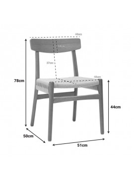 Καρέκλα Keul Intrahome oak δρυς ξύλο-έδρα εκρού σχοινί 51x50x78εκ INTRAPA-392111114