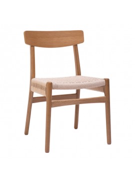 Καρέκλα Safal pakoworld oak δρυς ξύλο-έδρα εκρού σχοινί 51x50x78εκ 281-000003