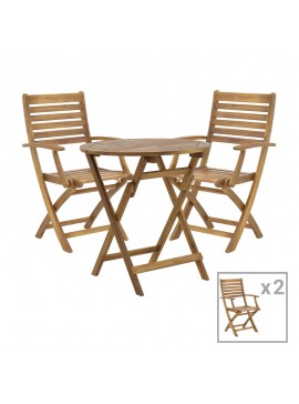 Intrahome Τραπεζαρία Gorpo-Carpuva Intrahome σετ 3τεμ πτυσσόμενο φυσικό μασίφ ξύλο ακακίας Φ70x74εκ | SKU: INTRAPA-393111159