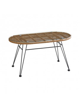 Intrahome Τραπέζι Naoki Intrahome μαύρο μέταλλο-pe φυσικό-γυαλί 100x45x46εκ | SKU: INTRAPA-397111110