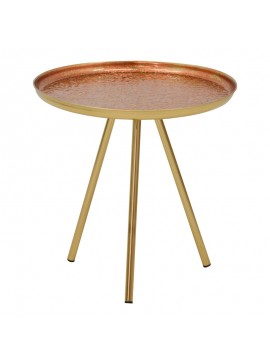 Βοηθητικό τραπέζι Jacksie Inart μπρονζέ-χρυσό μέταλλο Φ46x48εκ