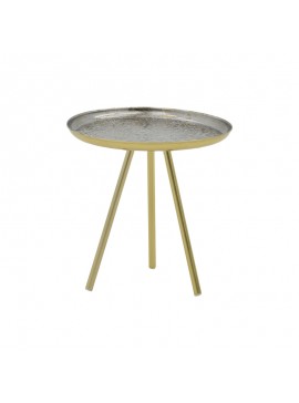 Βοηθητικό τραπέζι Jacksie Inart γκρι-χρυσό μέταλλο Φ41x43.5εκ