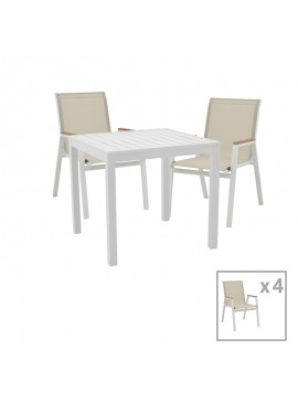 Intrahome Τραπεζαρία Azelie-Kliton Ι Intrahome σετ 5τεμ γκρι ύφασμα-λευκό αλουμίνιο 80x80x74εκ | SKU: INTRAPA-399111122