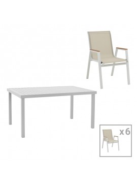 Intrahome Τραπεζαρία Kliton - Azelie σετ 7τεμ Intrahome αλουμίνιο σε λευκή απόχρωση 150x80x74εκ | SKU: INTRAPA-399111127