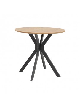 Intrahome Τραπέζι Xuson Intrahome φυσικό mdf-πόδι μαύρο μέταλλο Φ80x75εκ | SKU: INTRAPA-303111182