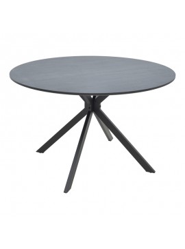 Τραπέζι Xuson pakoworld mdf σε ανθρακί απόχρωση με πόδι μαύρο μέταλλο Φ120x75εκ