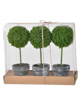 Artekko Faux Τεχνητός Πυξός σε Γλαστράκι (26.9x9x24.1)cm Σετ/3 Artekko 29574-BLAC