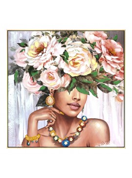 Πίνακας σε καμβά Flowergirl Inart 82x4.5x82εκ 296-000006