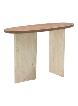Κονσόλα Spline Inart white wash-φυσικό μασίφ ξύλο ακακίας 120x45x76εκ 297-000005