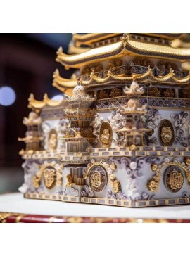 Intra Συλλεκτικό Ξύλινο Παζλ Plywood  4mm - Περίπλοκο μοντέλο παγόδας ασιατικού στιλ Σε Ξύλινο Κουτί - Διαστάσεις Puzzle: 10x10 cm – 25 κομμάτια