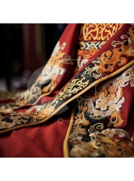 Intra Συλλεκτικό Ξύλινο Παζλ Plywood  4mm - Περίτεχνα κεντημένο ρούχο σε κόκκινο και μαύρο Σε Ξύλινο Κουτί - Διαστάσεις Puzzle: 10x10 cm – 25 κομμάτια