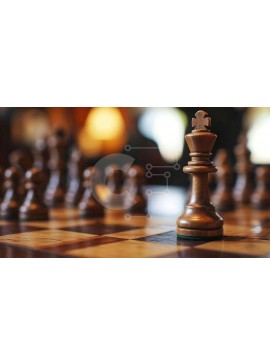 Intra Συλλεκτικό Ξύλινο Παζλ Plywood  4mm - Κοντινό πλάνο ενός ξύλινου βασιλιά σκακιού σε μια σκακιέρα Σε Ξύλινο Κουτί - Διαστάσεις Puzzle: 10x10 cm – 25 κομμάτια