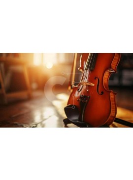 Intra Συλλεκτικό Ξύλινο Παζλ Plywood  4mm - Κομψό βιολί σε ζεστό φως Σε Ξύλινο Κουτί - Διαστάσεις Puzzle: 10x10 cm – 25 κομμάτια