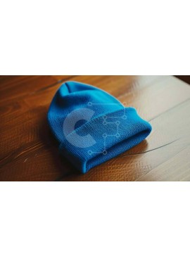 Intra Συλλεκτικό Ξύλινο Παζλ Plywood  4mm - Μπλε καπέλο Beanie σε ξύλινη επιφάνεια Σε Ξύλινο Κουτί - Διαστάσεις Puzzle: 10x10 cm – 25 κομμάτια