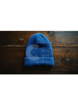 Intra Συλλεκτικό Ξύλινο Παζλ Plywood  4mm - Μπλε πλεκτό φασόλι σε ξύλινη επιφάνεια Σε Ξύλινο Κουτί - Διαστάσεις Puzzle: 10x10 cm – 25 κομμάτια