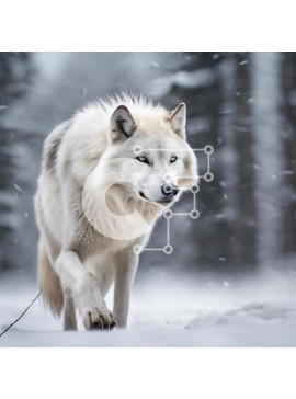 Intra Συλλεκτικό Ξύλινο Παζλ Plywood  4mm - Λευκός Λύκος στο Snowy Woods Σε Ξύλινο Κουτί - Διαστάσεις: 10x10 cm – 25 κομμάτια