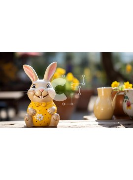 Intra Συλλεκτικό Ξύλινο Παζλ Plywood  4mm - Ειδώλιο λαγουδάκι του Πάσχα σε υπαίθριο τραπέζι Σε Ξύλινο Κουτί - Διαστάσεις Puzzle: 10x10 cm – 25 κομμάτια