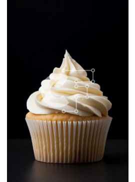 Σετ των 2 Intra Συλλεκτικό Ξύλινο Παζλ Plywood  4mm - Μονό cupcake με λευκό πάγωμα σε μαύρο φόντο Σε Ξύλινο Κουτί - Διαστάσεις: 10x10 cm – 25 κομμάτια