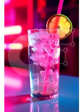 Σετ των 2 Intra Συλλεκτικό Ξύλινο Παζλ Plywood  4mm - Δροσιστικό κοκτέιλ με λάιμ και παγάκι μπροστά στα πολύχρωμα φώτα νέον Σε Ξύλινο Κουτί - Διαστάσεις: 10x10 cm – 25 κομμάτια