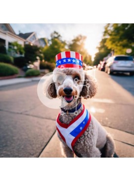 Intra Συλλεκτικό Ξύλινο Παζλ Plywood  4mm - Πατριωτικό κανίς που γιορτάζει την 4η Ιουλίου με καπέλο αμερικανικής σημαίας Σε Ξύλινο Κουτί - Διαστάσεις: 10x10 cm – 25 κομμάτια