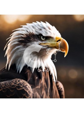 Intra Συλλεκτικό Ξύλινο Παζλ Plywood  4mm - Κοντινό πλάνο ενός αετού με γερμένο κεφάλι και ράμφος Σε Ξύλινο Κουτί - Διαστάσεις: 10x10 cm – 25 κομμάτια