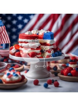 Σετ των 2 Intra Συλλεκτικό Ξύλινο Παζλ Plywood  4mm - Τούρτα με πατριωτικό θέμα με κόκκινες, λευκές και μπλε διακοσμήσεις Σε Ξύλινο Κουτί - Διαστάσεις: 10x10 cm – 25 κομμάτια