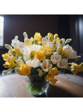 Σετ των 2 Intra Συλλεκτικό Ξύλινο Παζλ Plywood  4mm - Κίτρινα και λευκά λουλούδια σε ένα διάφανο γυάλινο βάζο Σε Ξύλινο Κουτί - Διαστάσεις: 10x10 cm – 25 κομμάτια