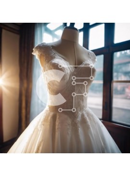 Σετ των 2 Intra Συλλεκτικό Ξύλινο Παζλ Plywood  4mm - Λευκό νυφικό που εμφανίζεται μπροστά από το ανοιχτό παράθυρο Σε Ξύλινο Κουτί - Διαστάσεις: 10x10 cm – 25 κομμάτια