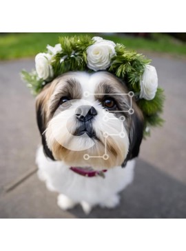 Intra Συλλεκτικό Ξύλινο Παζλ Plywood  4mm - Αξιολάτρευτο σκυλί που φοράει λουλούδια Σε Ξύλινο Κουτί - Διαστάσεις: 10x10 cm – 25 κομμάτια