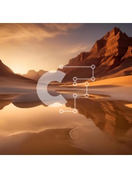 Intra Συλλεκτικό Ξύλινο Παζλ Plywood  4mm - Έρημο τοπίο με βουνά, νερό και άμμο στο ηλιοβασίλεμα Σε Ξύλινο Κουτί - Διαστάσεις: 10x10 cm – 25 κομμάτια