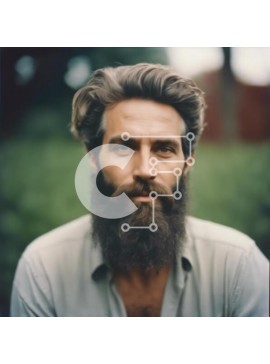 Intra Συλλεκτικό Ξύλινο Παζλ Plywood  4mm - Άνδρας με μακριά γενειάδα που κοιτάζει την κάμερα Σε Ξύλινο Κουτί - Διαστάσεις Puzzle: 10x10 cm – 25 κομμάτια