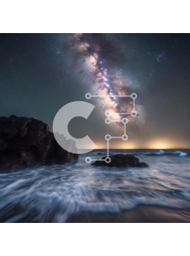 Intra Συλλεκτικό Ξύλινο Παζλ Plywood  4mm - Γαλαξίας πάνω από τον ωκεανό με αστέρια Σε Ξύλινο Κουτί - Διαστάσεις: 10x10 cm – 25 κομμάτια